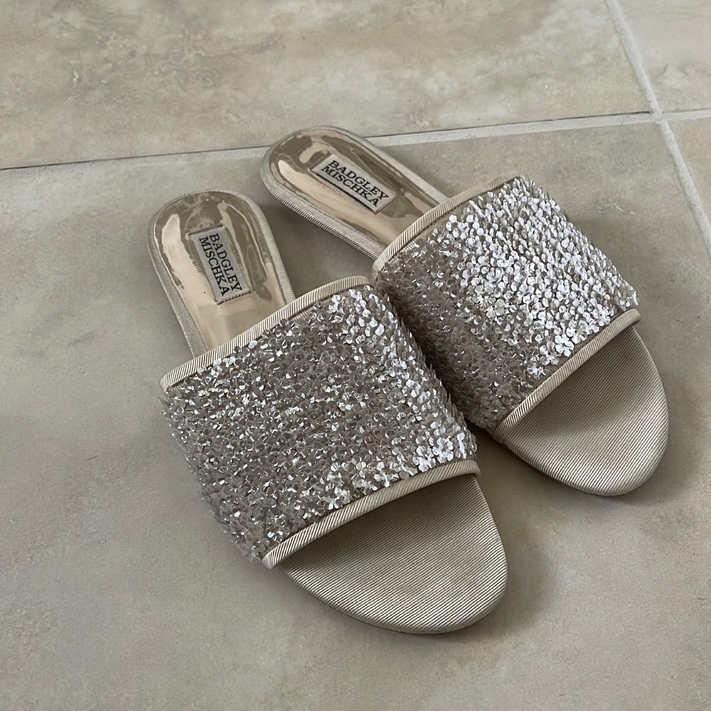 Badgley Mischka flat slides.